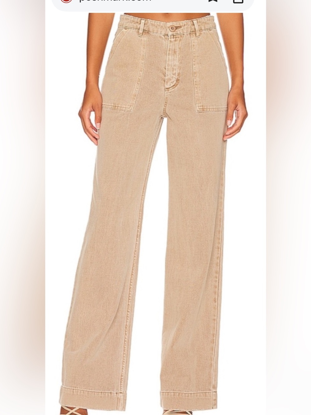 High-Rise Wide-Leg Jeans in Beige